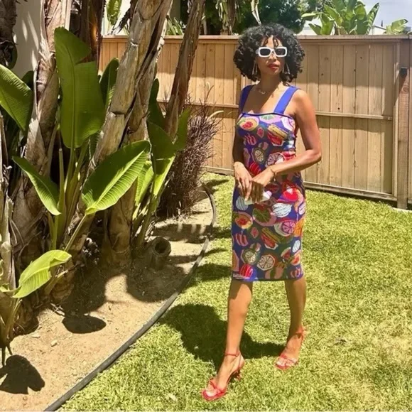 NWT Farm Rio Fruit Salad Knit Midi Sleeveless Sweater Dress XS - Picture 3 of 8